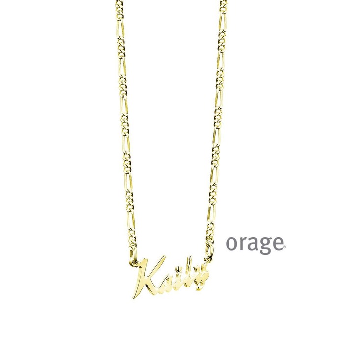 Juweel Orage naamketting figaro pleetgoud 925 NK-FIG50VERM