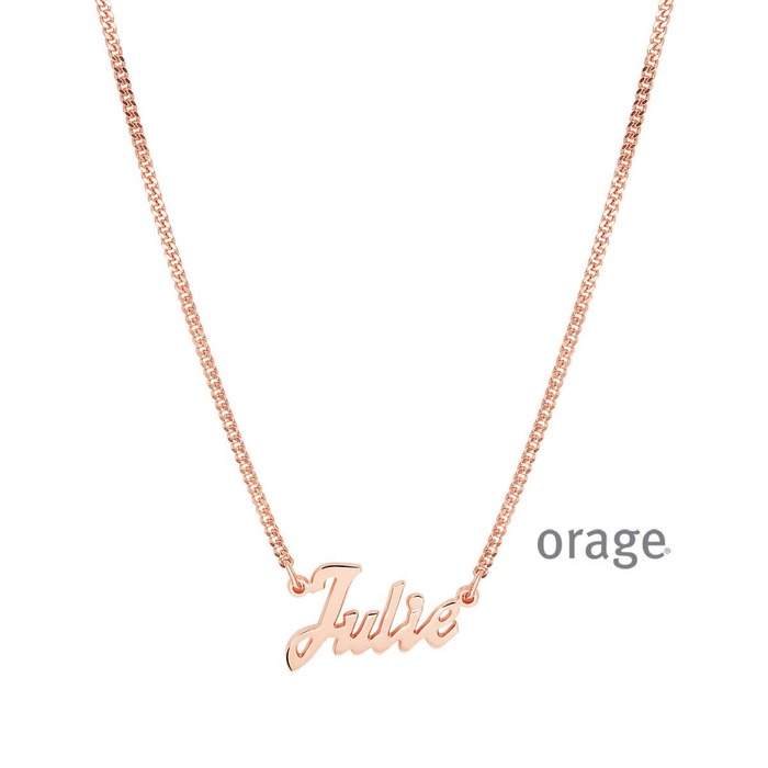 Juweel Orage naamketting Gourmette pleetgoud rosé 925 NK-G50ROSE