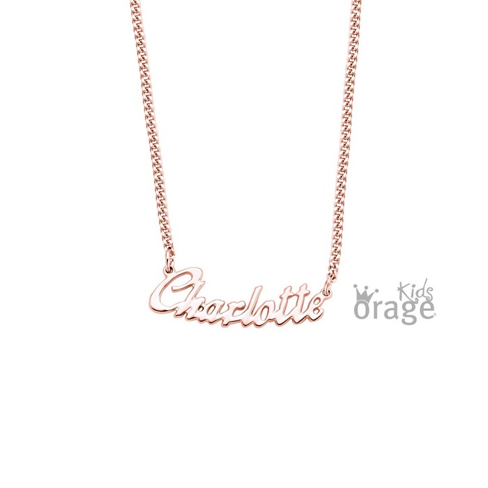 Juweel Orage naamketting Gourmette pleetgoud rosé 925 NKM-G50ROSE