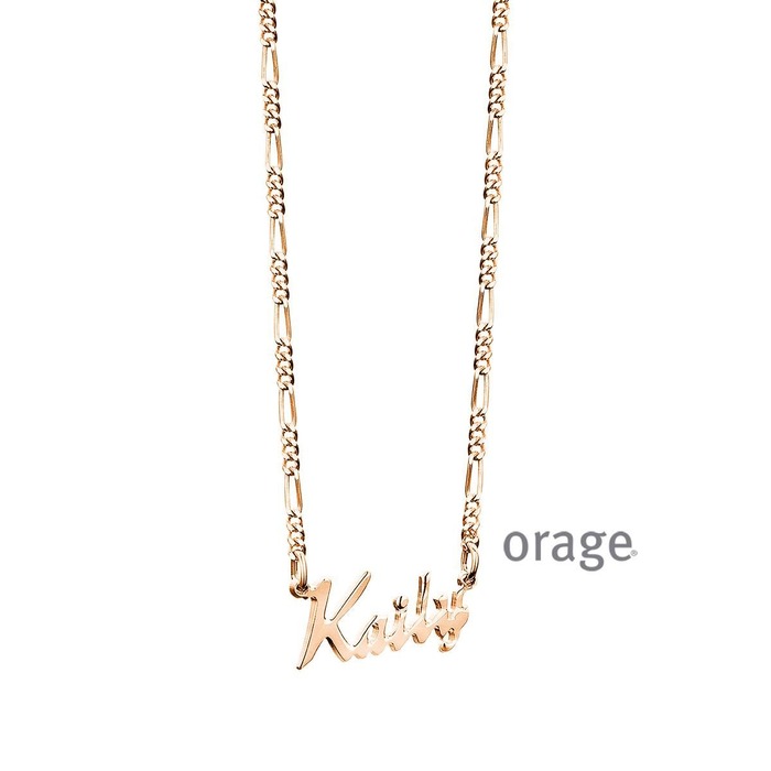 Juweel Orage naamketting figaro pleetgoud rosé 925 NK-FIG50ROSE 