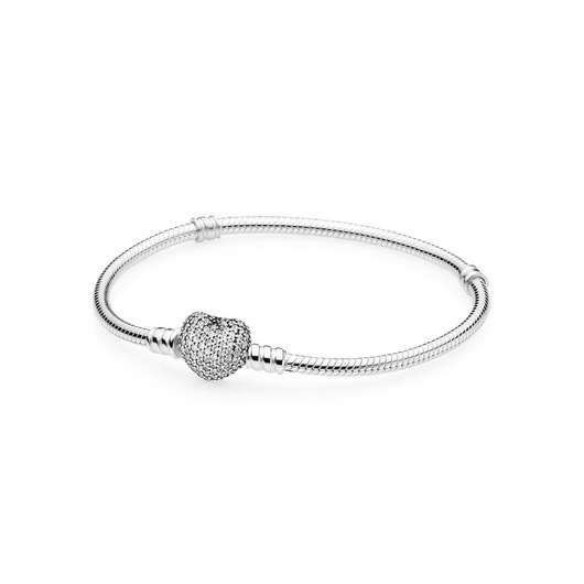 Banyan rivaal verschijnen Pandora Moments Armband - 590727CZ - Sparkling Heart Pavé Clasp Snake Chain  Bracelet - Clem Vercammen