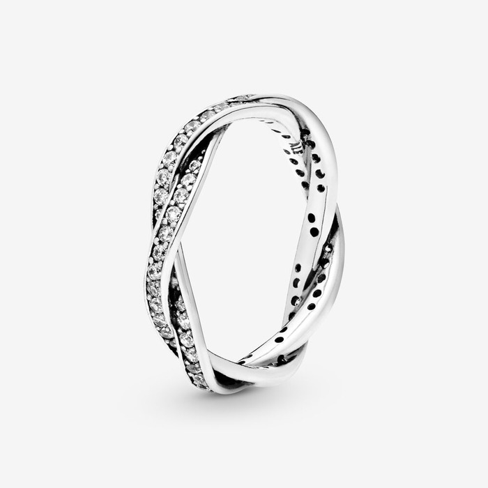 Juweel PANDORA - 190892CZ - SPARKLING TWISTED LINES RING