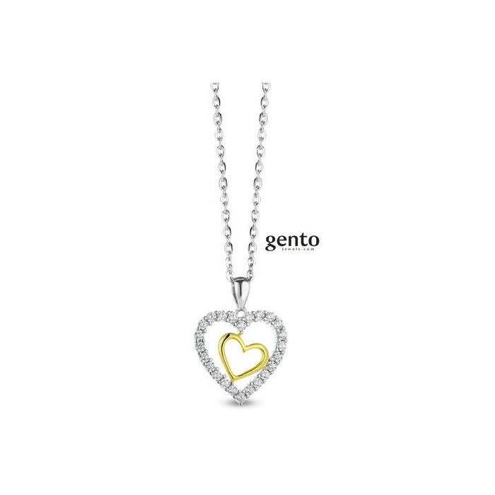 Juweel Gento zilver Collier hart VL88/43