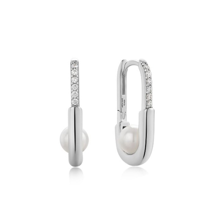 Juweel ANIA HAIE MODERN MUSE PEARL INTERLOCK OVAL HOOP EARRINGS E054-04H 