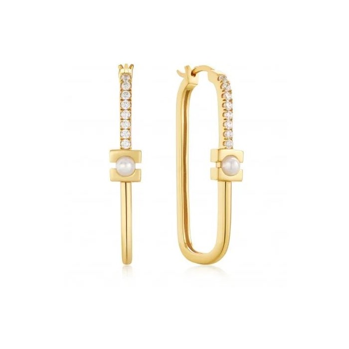 Juweel ANIA HAIE MODERN MUSE PEARL MODERNIST OVAL HOOP EARRINGS E054-06G 