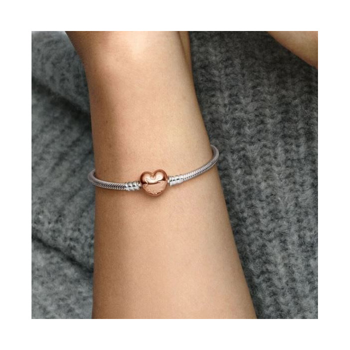 Juweel Pandora armband zilver met rosé hartsluiting 580719 