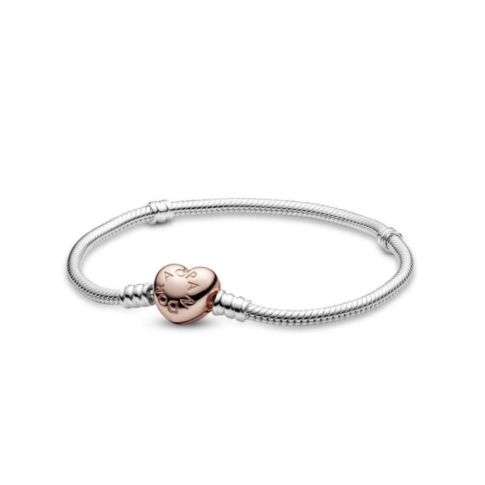 Juweel Pandora armband zilver met rosé hartsluiting 580719 