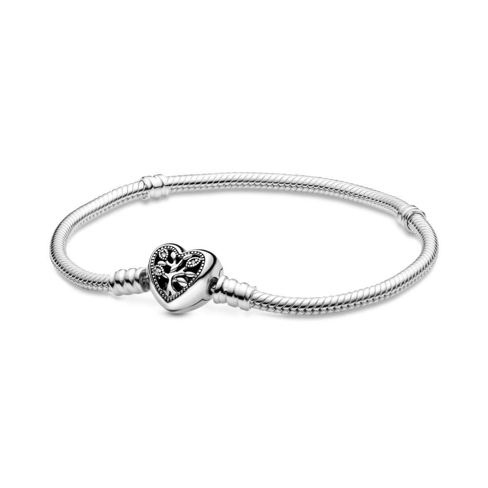 Kerel pantoffel scheuren Pandora Moments Armband - 598827C01 - Family Tree Heart Clasp Snake Chain  Bracelet - Clem Vercammen